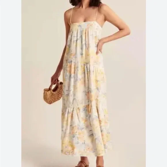 Abercrombie Asymmetrical Tiered Maxi Dress Size small - Picture 6 of 6